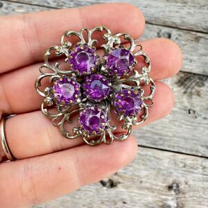 Purple Rhinestone Scatter Pin Brooch